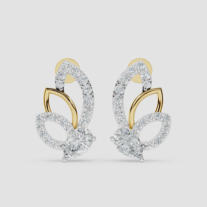 Monarch Wing Diamond Stud Earrings