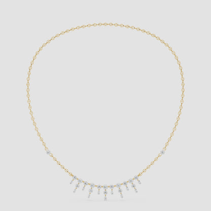 Dainty Bezel-Set Diamond Fringe Necklace
