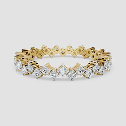 Round Diamond Multi-Row Band Ring