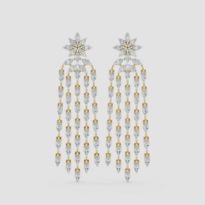 Floral Diamond Chandelier Earrings
