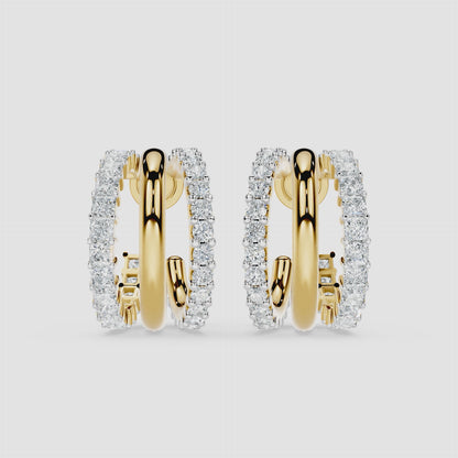 Dual Radiance Diamond Huggie Earrings