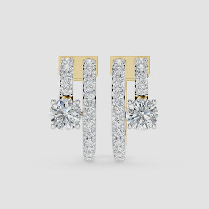 Duo Spark Round Diamond Hoop Earring