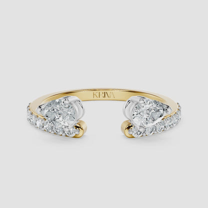 Double Pear Diamond Open Band Ring