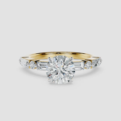 Marcelline Baguette & Round Diamond Ring