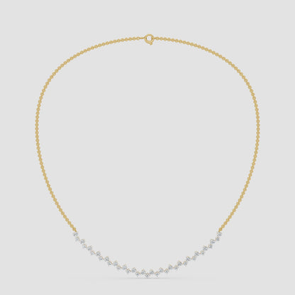 Dainty Curved Diamond Cluster Arc Chain Necklace