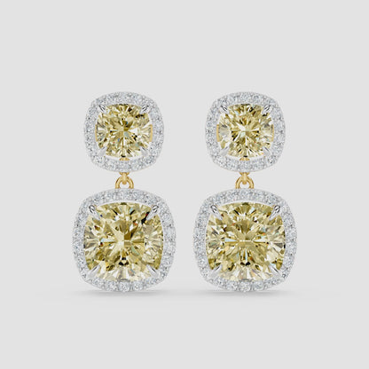 Cushion Halo Diamond Danglers