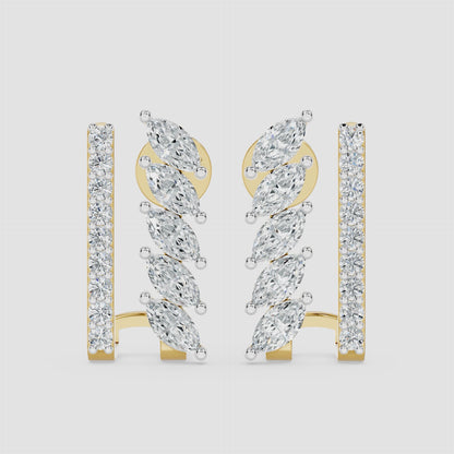 Marquise Vine Diamond Huggie Ring