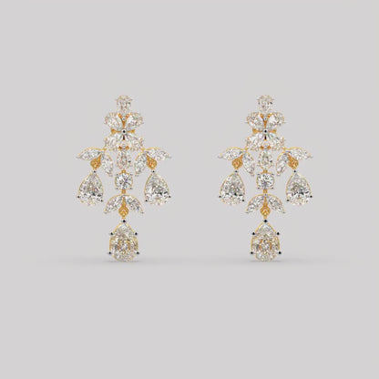 Floral Diamond Drop Earrings