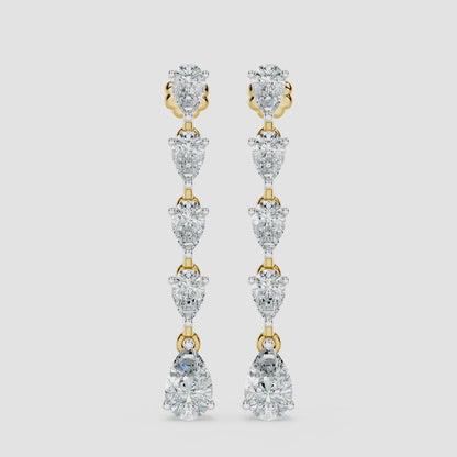 Pear Cut Diamond Dangle Earrings