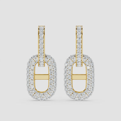 Oval Link Drop Diamond Earrings