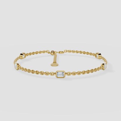 Baguette Gold Chain Bracelet