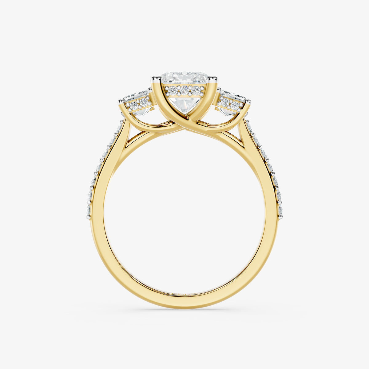 Radiant Frame Three Stone Diamond Ring