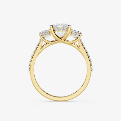 Radiant Frame Three Stone Diamond Ring
