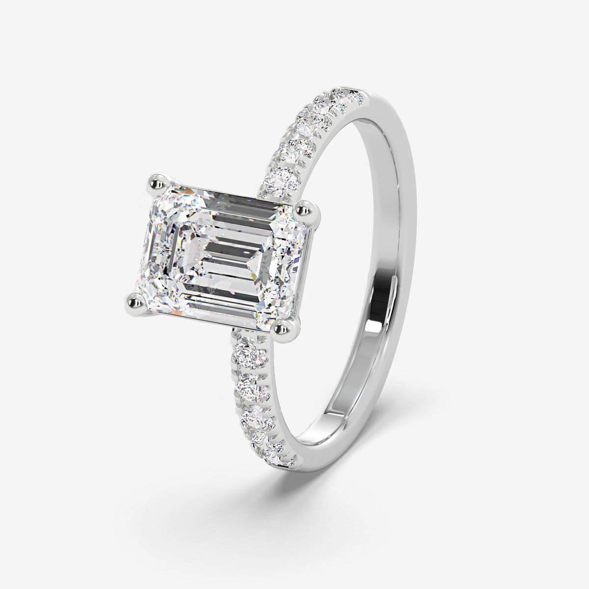 Emerald Crown Solitaire Diamond Ring