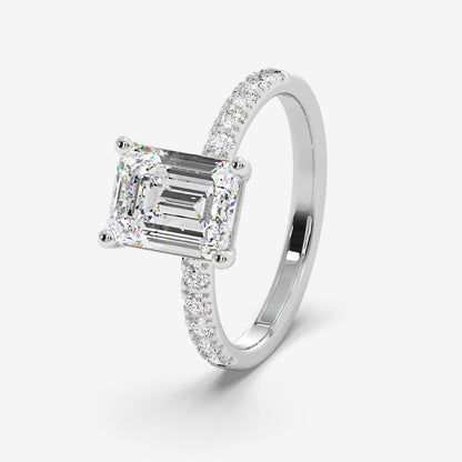 Emerald Crown Solitaire Diamond Ring