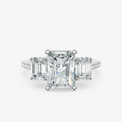 Radiant Frame Three Stone Diamond Ring