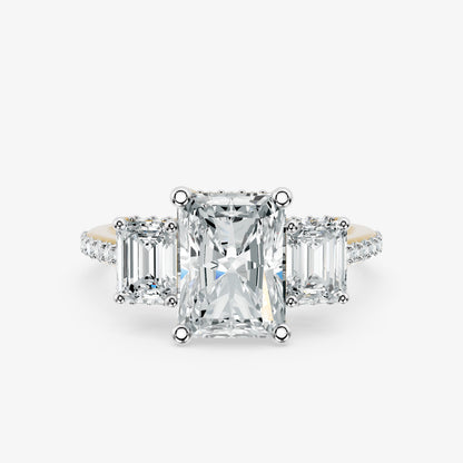 Radiant Frame Three Stone Diamond Ring