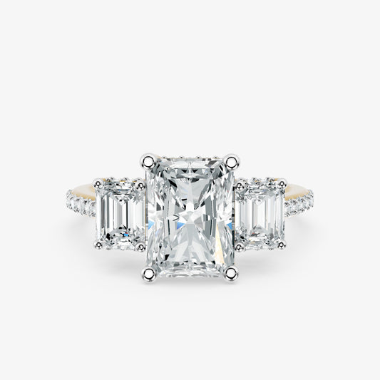 Radiant Frame Three Stone Diamond Ring