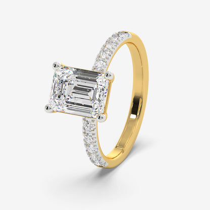Emerald Crown Solitaire Diamond Ring